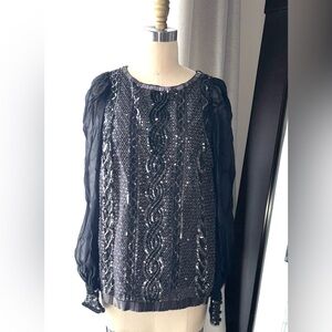 Adam Lippes: Black Silk Sequin Rocker Top 🖤⚡️✨